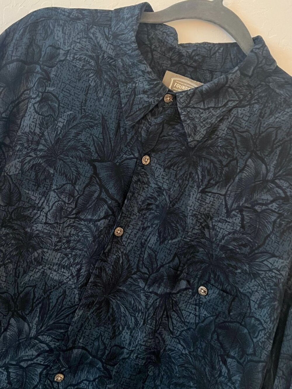 Foundry Supply Co Hawaiian Shirt 2XLT Blue Tropical Button Up Rayon Big Tall